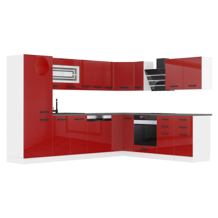 Meubles de cuisine Premium Version Complète 520 cm brillance rouge sans plan de travail Fabricant INF JULIE/0/WT/R/0/B1
