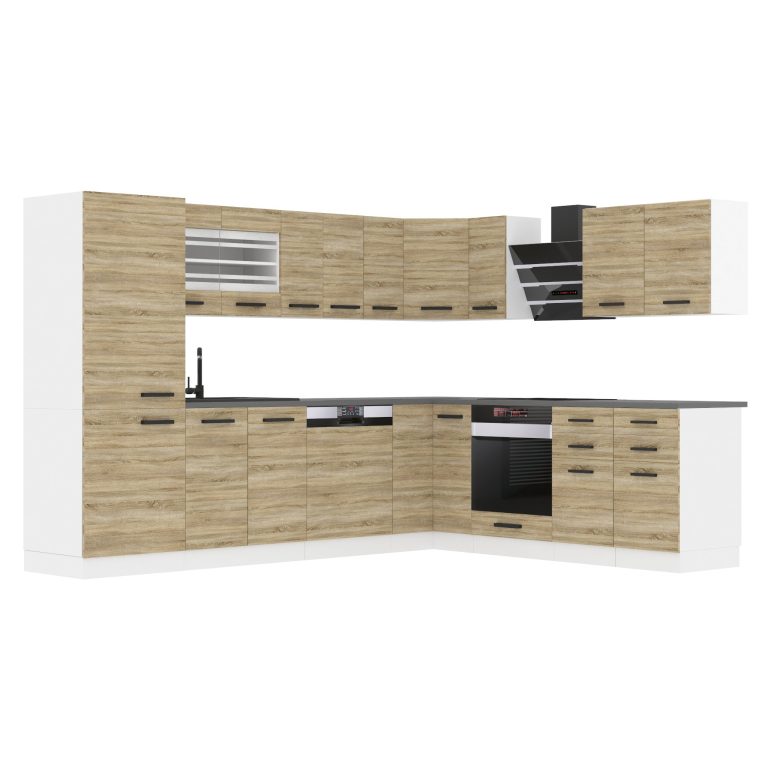 Meubles de cuisine Premium Version Complète 520 cm en chêne chêne wotan chêne sonoma avec plan de travail Fabricant TOR JULIE/0/WT/DS/B/B1
