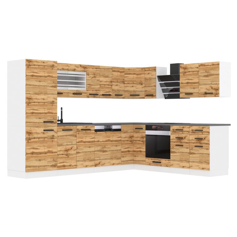 Meubles de cuisine Premium Version Complète 520 cm en chêne chêne wotan chêne sonoma avec plan de travail Fabricant TOR JULIE/0/WT/DW/B/B1
