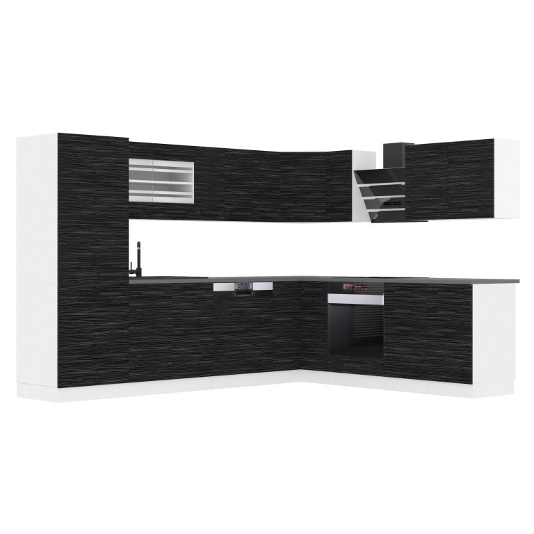Meubles de cuisine Premium Version Complète 520 cm noir ébène sombre avec plan de travail Fabricant TOR JULIE/0/WT/HK/B/B1
