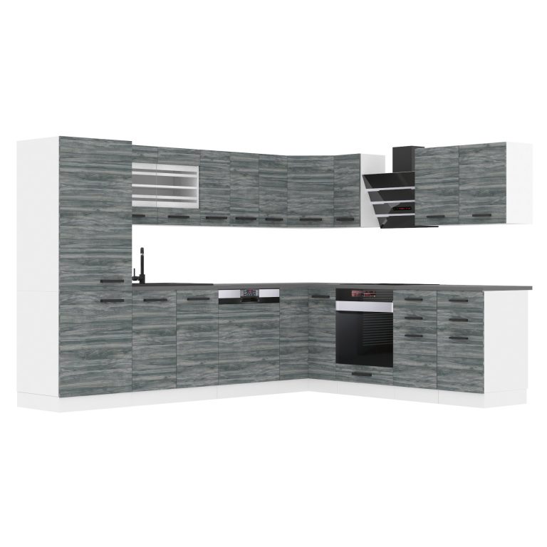 Meubles de cuisine Premium Version Complète 520 cm gris graphite anthracite avec plan de travail Fabricant TOR JULIE/0/WT/GW/B/B1
