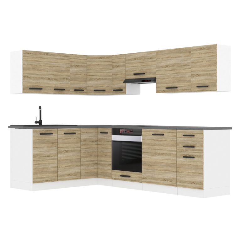 Meubles de cuisine Premium Version Complète 420 cm en chêne chêne wotan chêne sonoma sans plan de travail Fabricant TOR JANET/0/WT/DS/0/B1