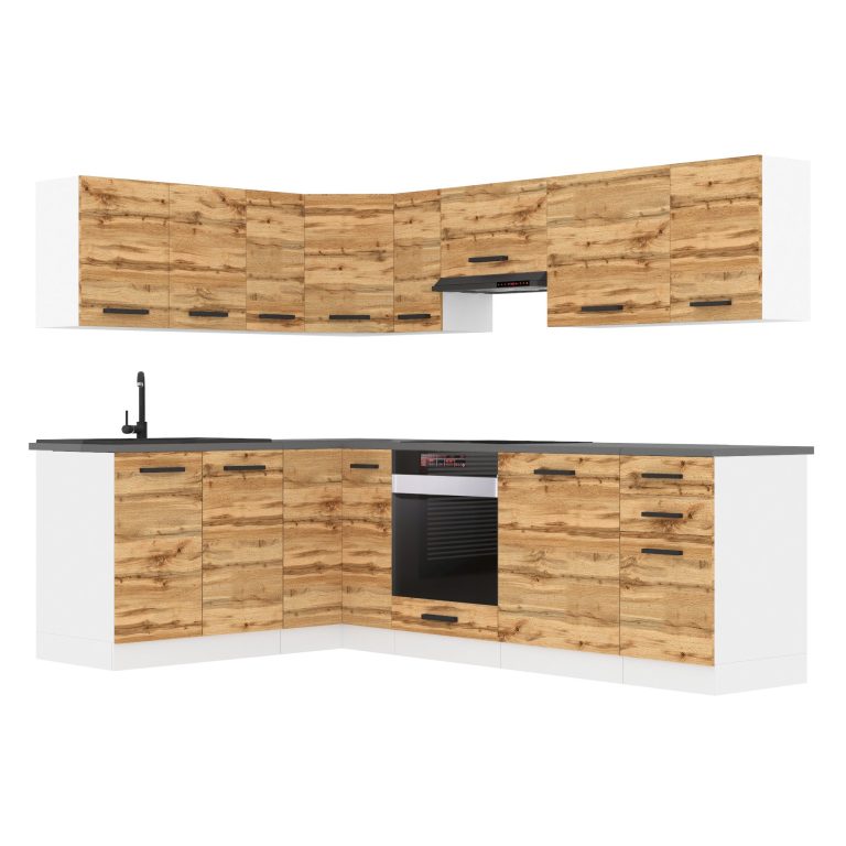 Meubles de cuisine Premium Version Complète 420 cm en chêne chêne wotan chêne sonoma sans plan de travail Fabricant TOR JANET/0/WT/DW/0/B1
