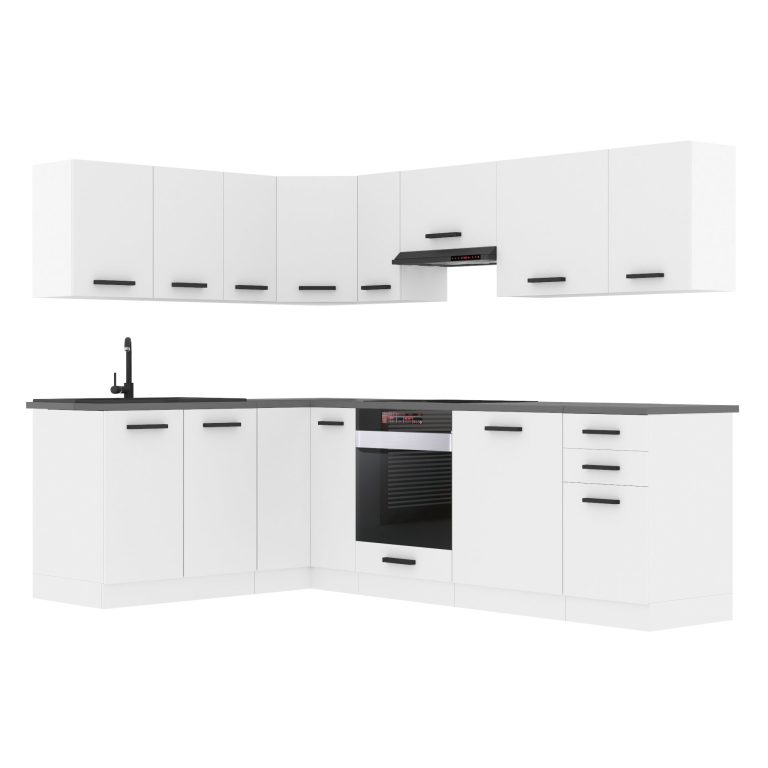 Meubles de cuisine Premium Version Complète 420 cm blanc mat avec plan de travail Fabricant TOR JANET/0/WT/WT/B/B1
