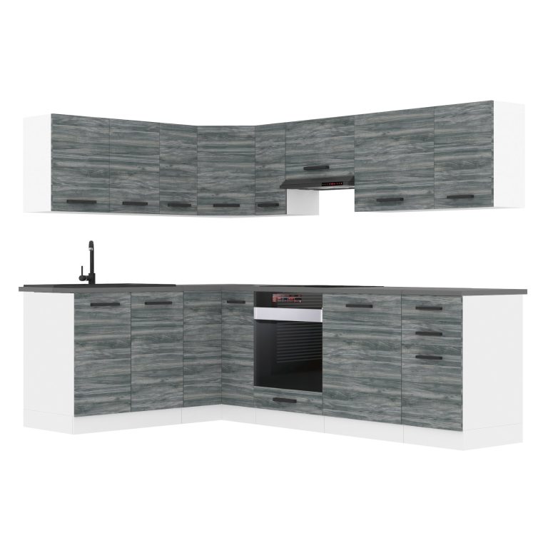 Meubles de cuisine Premium Version Complète 420 cm gris graphite anthracite avec plan de travail Fabricant TOR JANET/0/WT/GW/B/ B1
