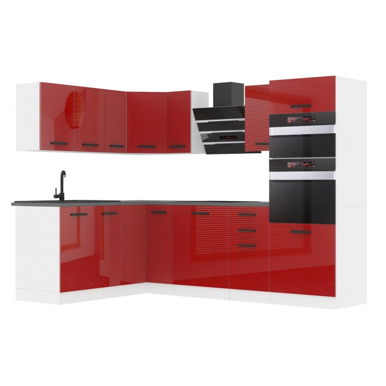 Meubles de cuisine Premium Version Complète 420 cm brillance rouge sans plan de travail Fabricant INF MELANIE/0/WT/R/0/B1
