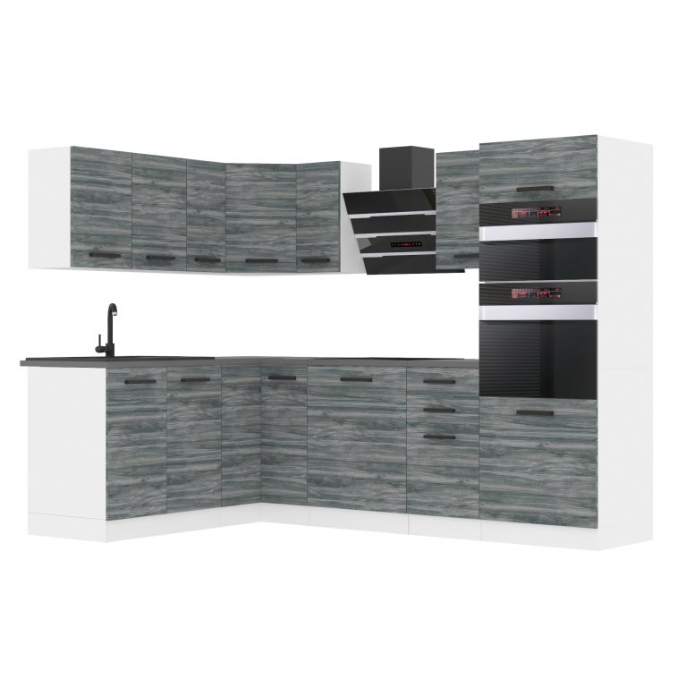 Meubles de cuisine Premium Version Complète 420 cm gris graphite anthracite avec plan de travail Fabricant TOR MELANIE/0/WT/GW/B/B1

