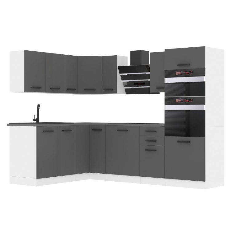 Meubles de cuisine Premium Version Complète 420 cm gris graphite anthracite avec plan de travail Fabricant TOR MELANIE/0/WT/SR/B/B1
