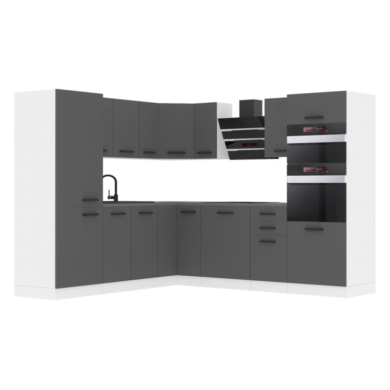 Meubles de cuisine Premium Version Complète 480 cm gris graphite anthracite avec plan de travail Fabricant TOR STACY/0/WT/SR/B/B1
