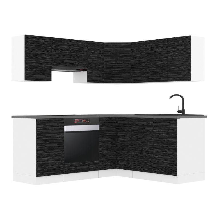Meubles de cuisine Premium Version Complète 380 cm noir ébène sombre avec plan de travail Fabricant TOR SARAH/1/WT/HK/B/B1
