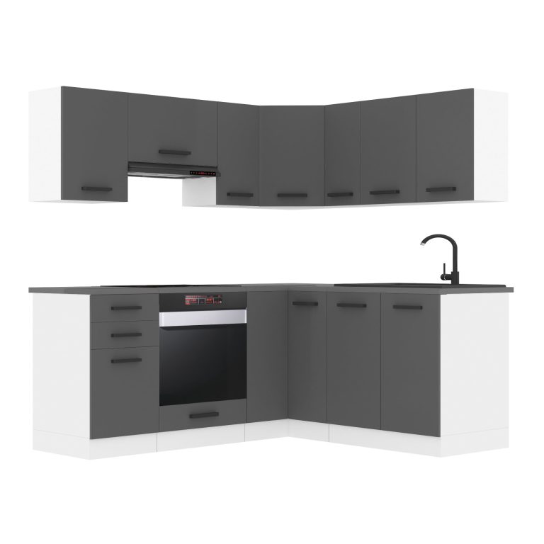 Meubles de cuisine Premium Version Complète 380 cm gris graphite anthracite avec plan de travail Fabricant TOR SARAH/1/WT/SR/B/B1
