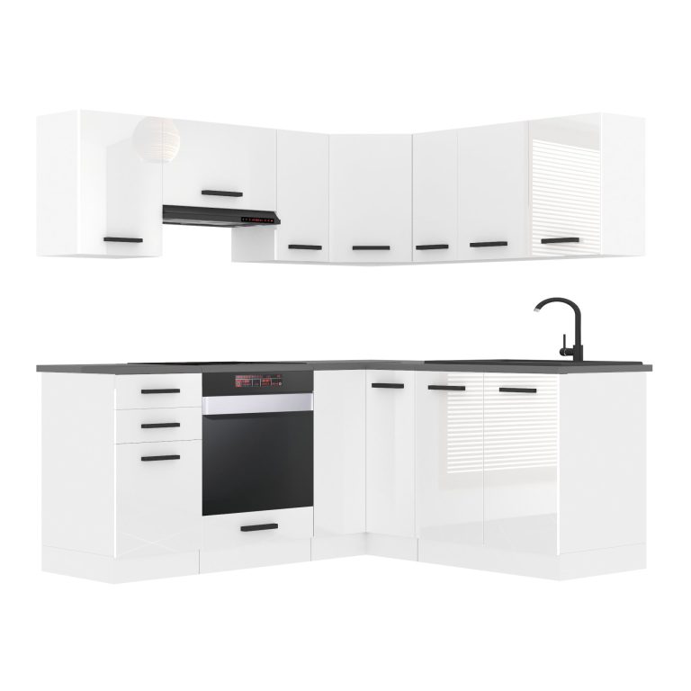 Meubles de cuisine Premium Version Complète 380 cm brillance blanc avec plan de travail Fabricant INF SARAH/2/WT/W/B/B1