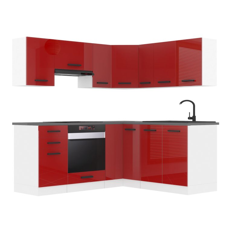 Meubles de cuisine Premium Version Complète 380 cm brillance rouge avec plan de travail Fabricant INF SARAH/2/WT/R/B/B1