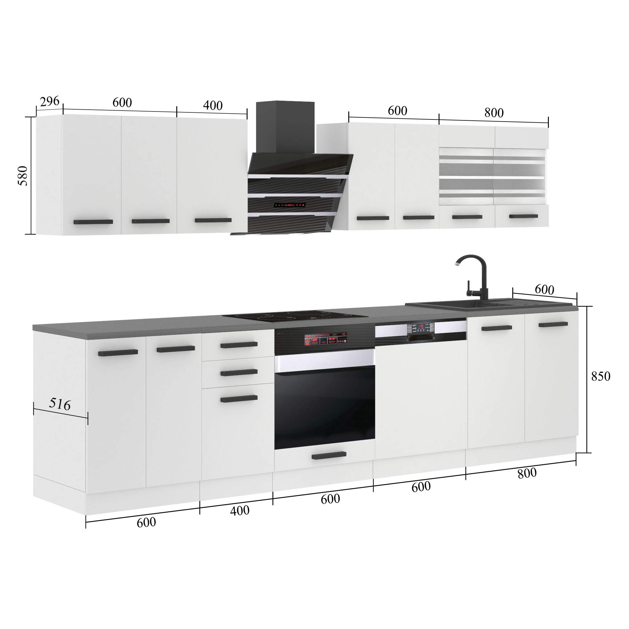 Meubles de cuisine Premium Version Complète 300 cm en chêne chêne wotan chêne sonoma sans plan de travail Fabricant TOR LUCY/0/WT/DW/0/B1