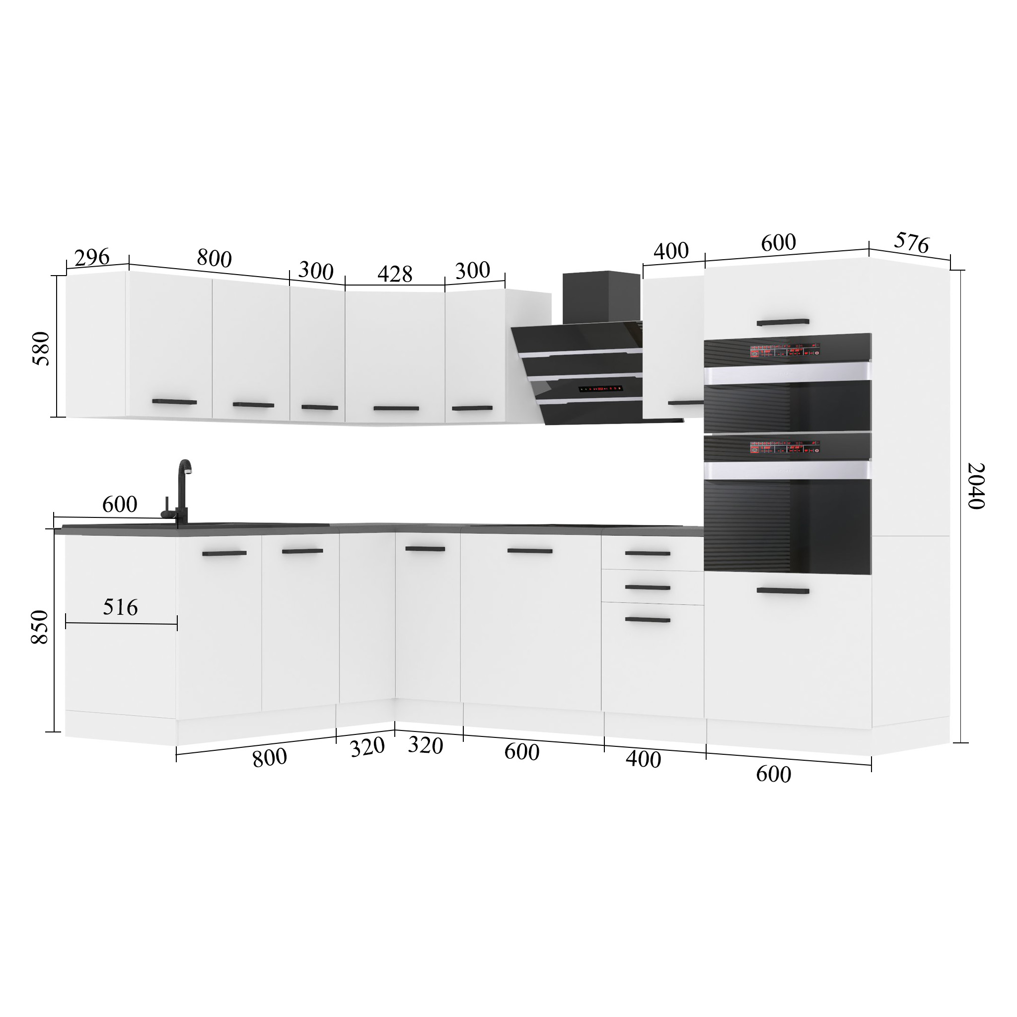 Meubles de cuisine Premium Version Complète 420 cm en chêne chêne wotan chêne sonoma sans plan de travail Fabricant TOR MELANIE/0/WT/DS/0/B1

