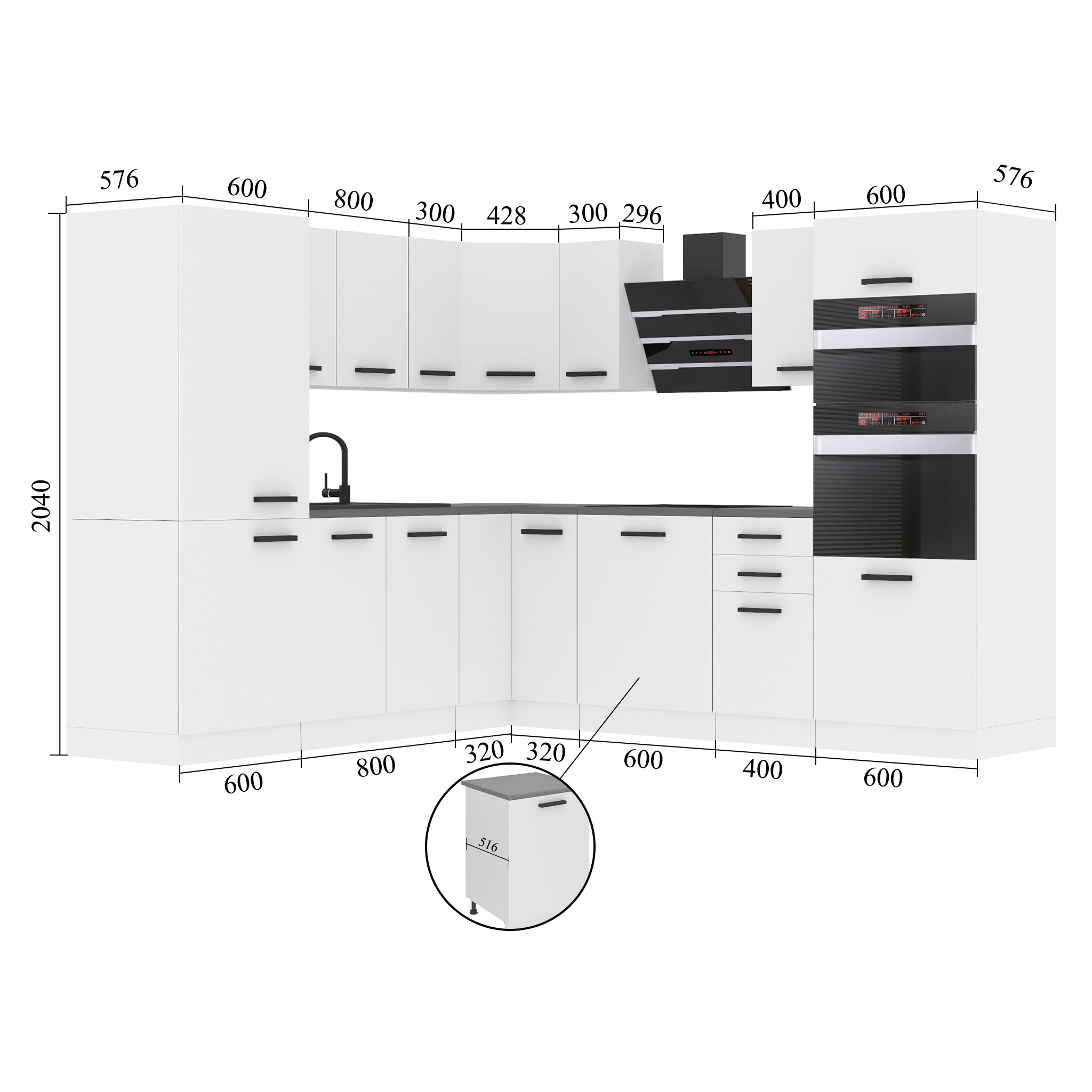 Meubles de cuisine Premium Version Complète 480 gris graphite anthracite sans plan de travail Fabricant TOR STACY/0/WT/SR/0/B1