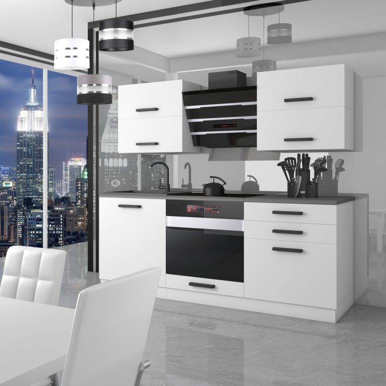 Meubles de cuisine Premium Version Complète 180 cm blanc mat sans plan de travail Fabricant TOR EMILY/0/WT/WT/0/B1