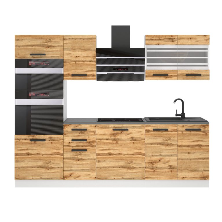Meubles de cuisine Premium Version Complète 240 cm en chêne chêne wotan chêne sonoma avec plan de travail Fabricant TOR TRACY/0/WT/DW/B/B1
