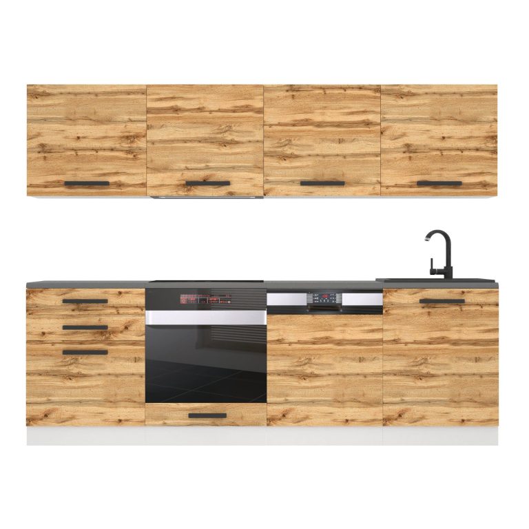 Meubles de cuisine Premium Version Complète 240 cm en chêne chêne wotan chêne sonoma avec plan de travail Fabricant TOR ALICE/0/WT/DW/B/B1
