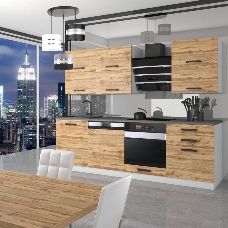 Meubles de cuisine Premium Version Complete 240 cm en chêne chêne wotan chêne sonoma sans plan de travail Fabricant TOR MADISON/0/WT/DW/0/B1