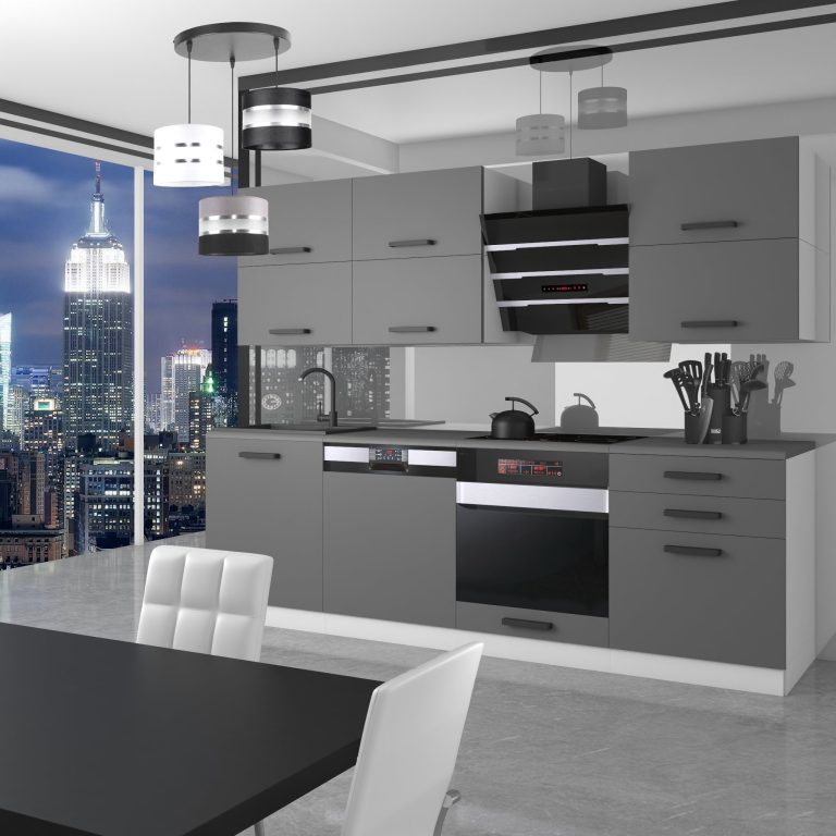 Meubles de cuisine Premium Version Complete 240 cm gris graphite anthracite sans plan de travail Fabricant TOR MADISON/0/WT/SR/0/B1