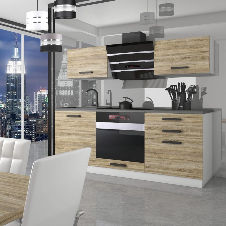 Meubles de cuisine Premium Version Complète 180 cm en chêne chêne wotan chêne sonoma avec plan de travail Fabricant TOR SOPHIA/0/WT/DS/B/B1
