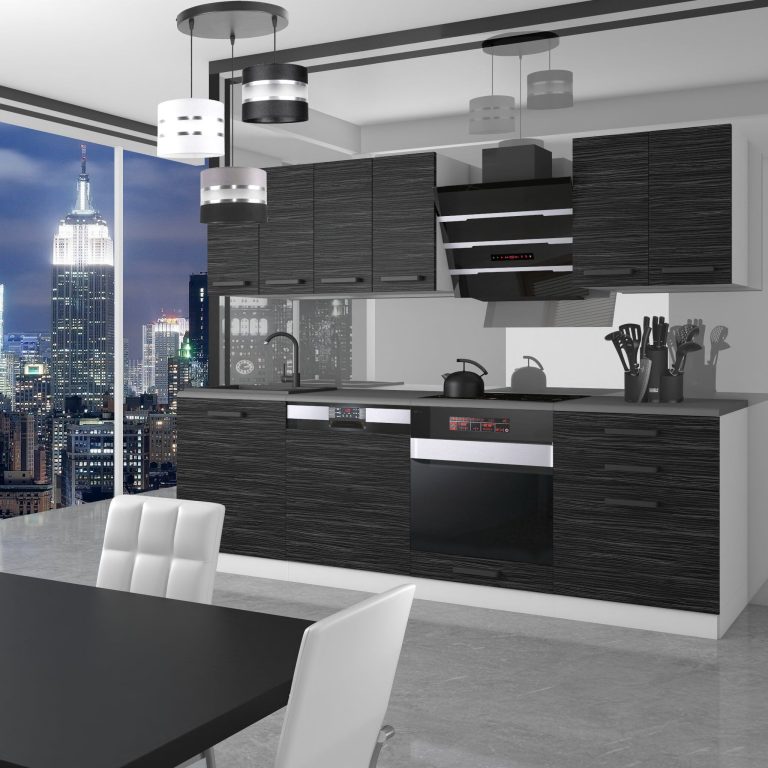 Meubles de cuisine Premium Version Complète 240 cm noir ébène sombre sans plan de travail Fabricant TOR SUSAN/0/WT/HK/0/B1