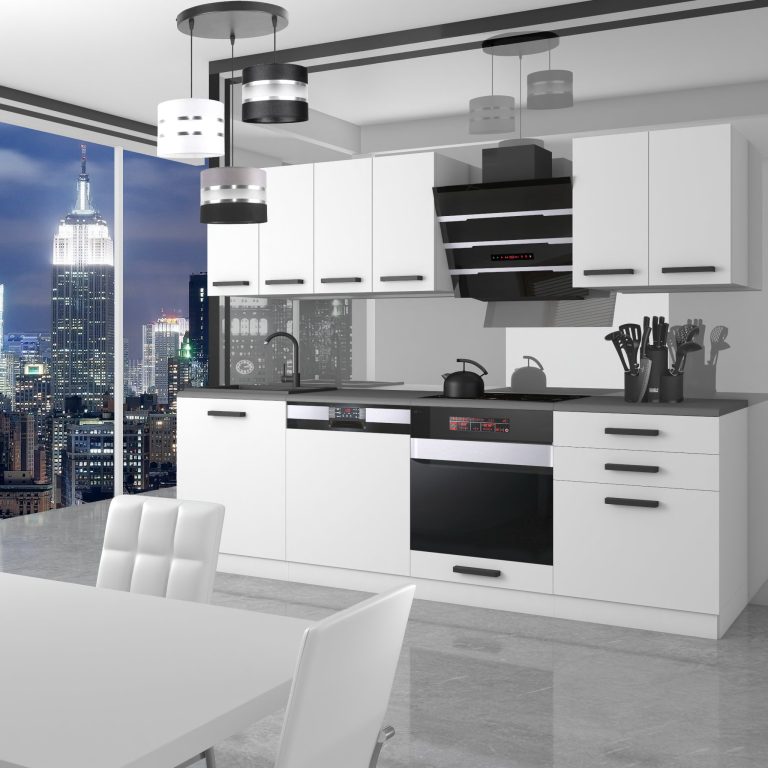 Meubles de cuisine Premium Version Complète 240 cm blanc mat avec plan de travail Fabricant TOR SUSAN/0/WT/WT/B/B1
