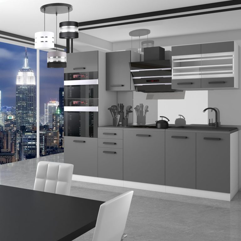 Meubles de cuisine Premium Version Complète 240 gris graphite anthracite sans plan de travail Fabricant TOR TRACY/0/WT/SR/0/B1