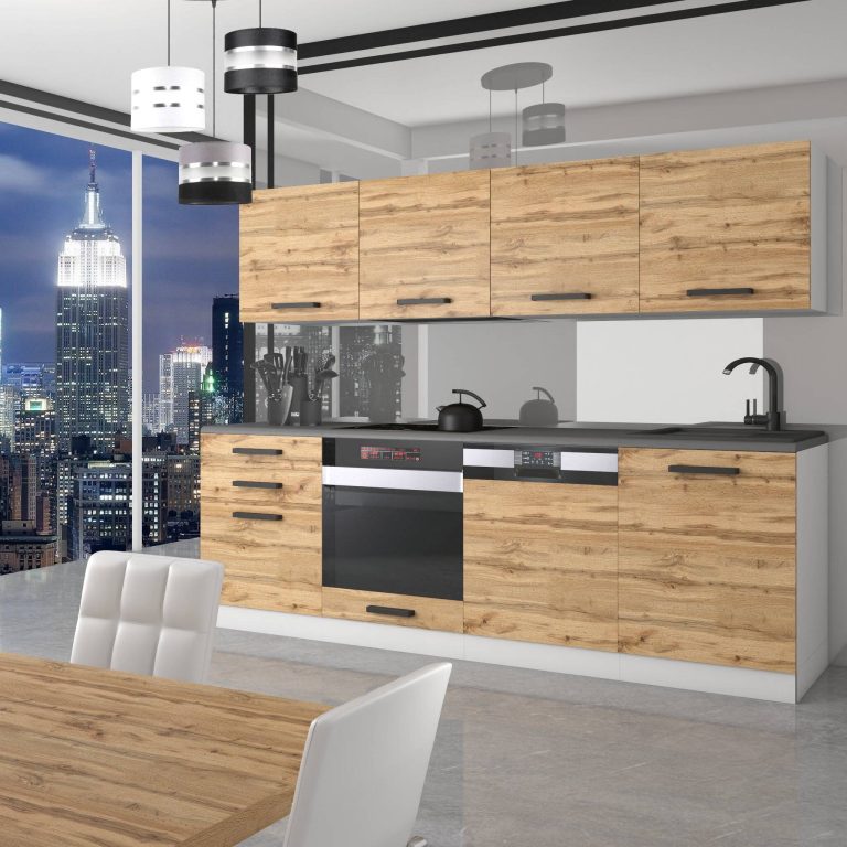 Meubles de cuisine Premium Version Complète 240 cm en chêne chêne wotan chêne sonoma sans plan de travail Fabricant TOR ALICE/0/WT/DW/0/B1