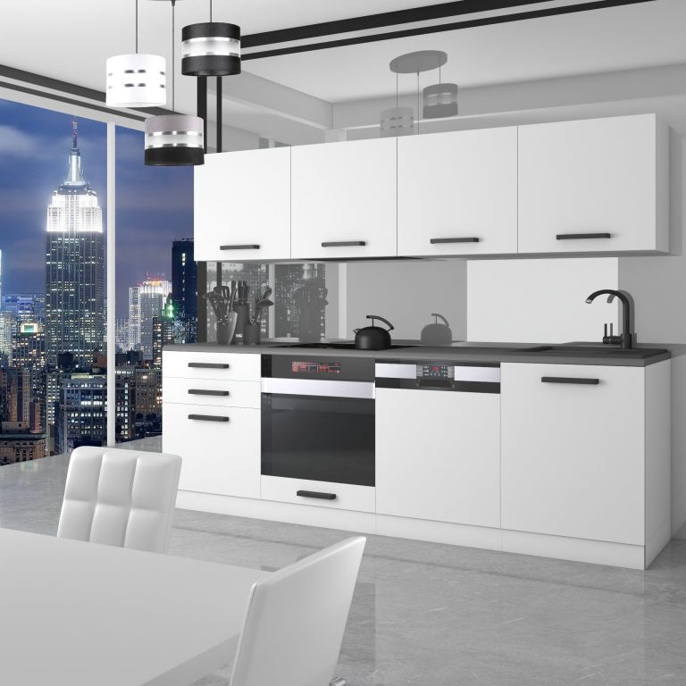 Meubles de cuisine Premium Version Complète 240 cm blanc mat avec plan de travail Fabricant TOR ALICE/0/WT/WT/B/ B1
