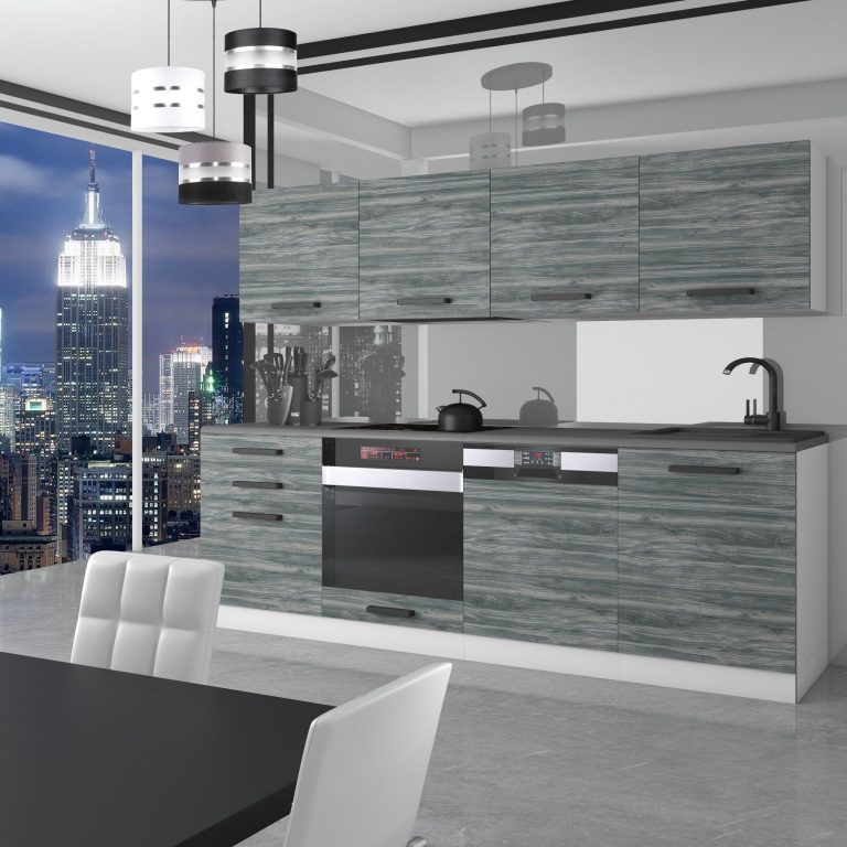 Meubles de cuisine Premium Version Complète 240 cm gris graphite anthracite avec plan de travail Fabricant TOR ALICE/0/WT/GW/B/B1

