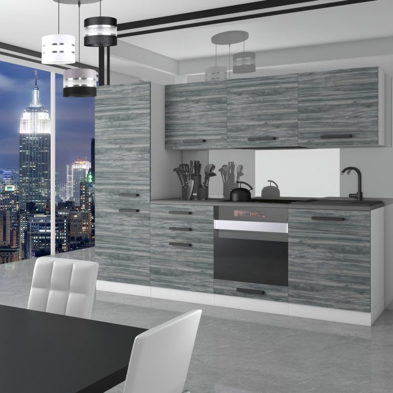Meubles de cuisine Premium Version Complète 240 cm gris graphite anthracite avec plan de travail Fabricant TOR SANDY/0/WT/GW/B/B1
