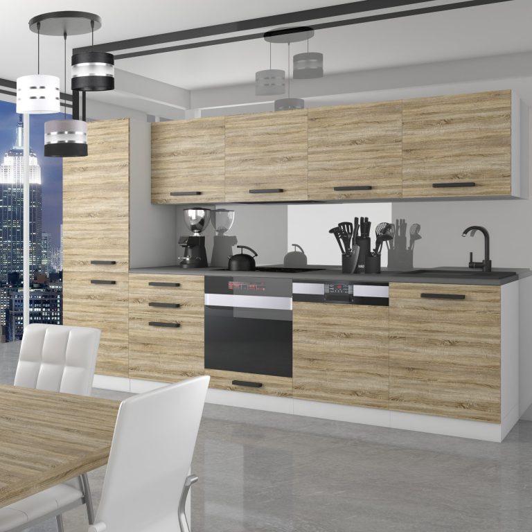 Meubles de cuisine Premium Version Complète 300 cm en chêne chêne wotan chêne sonoma sans plan de travail Fabricant TOR ROSE/0/WT/DS/0/B1