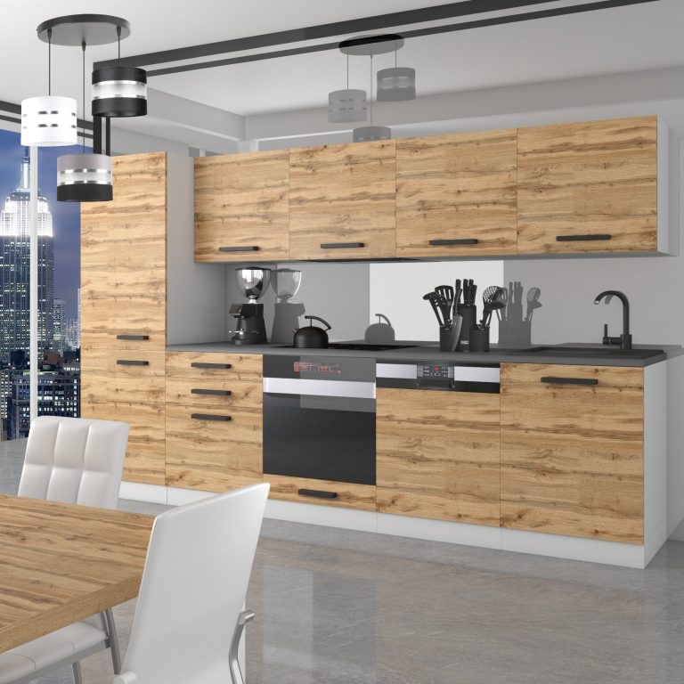 Meubles de cuisine Premium Version Complète 300 cm en chêne chêne wotan chêne sonoma sans plan de travail Fabricant TOR ROSE/0/WT/DW/0/B1