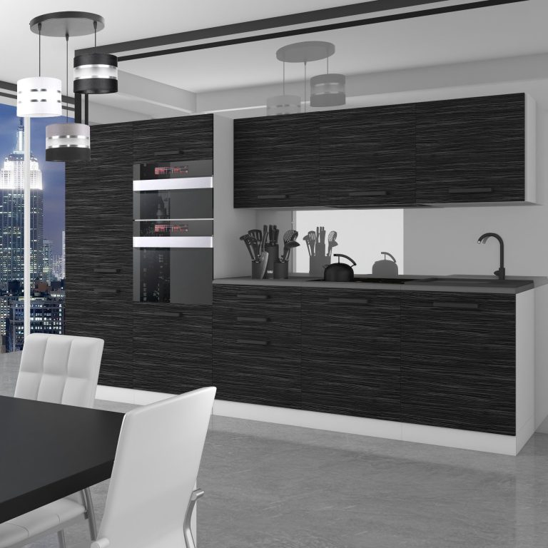 Meubles de cuisine Premium Version Complète 300 cm noir ébène sombre avec plan de travail Fabricant TOR GRACE/0/WT/HK/B/B1
