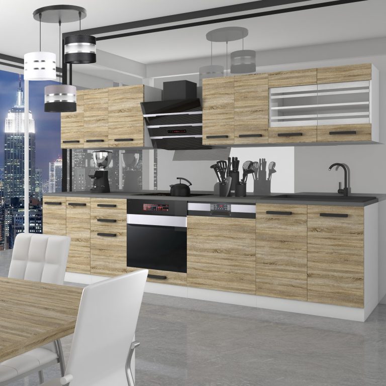 Meubles de cuisine Premium Version Complète 300 cm en chêne chêne wotan chêne sonoma sans plan de travail Fabricant TOR LUCY/0/WT/DS/0/B1