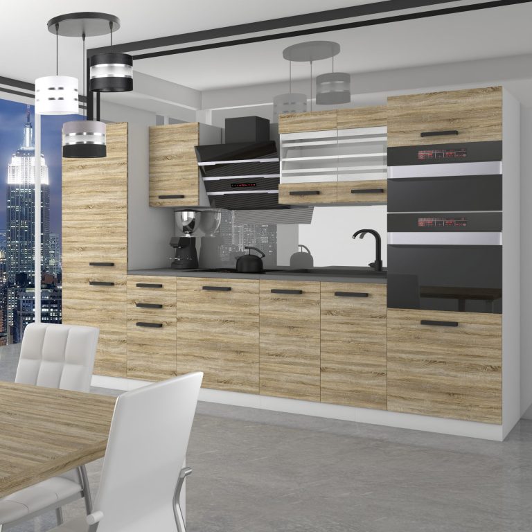 Meubles de cuisine Premium Version Complète 300 cm en chêne chêne wotan chêne sonoma sans plan de travail Fabricant TOR MILA/0/WT/DS/0/B1