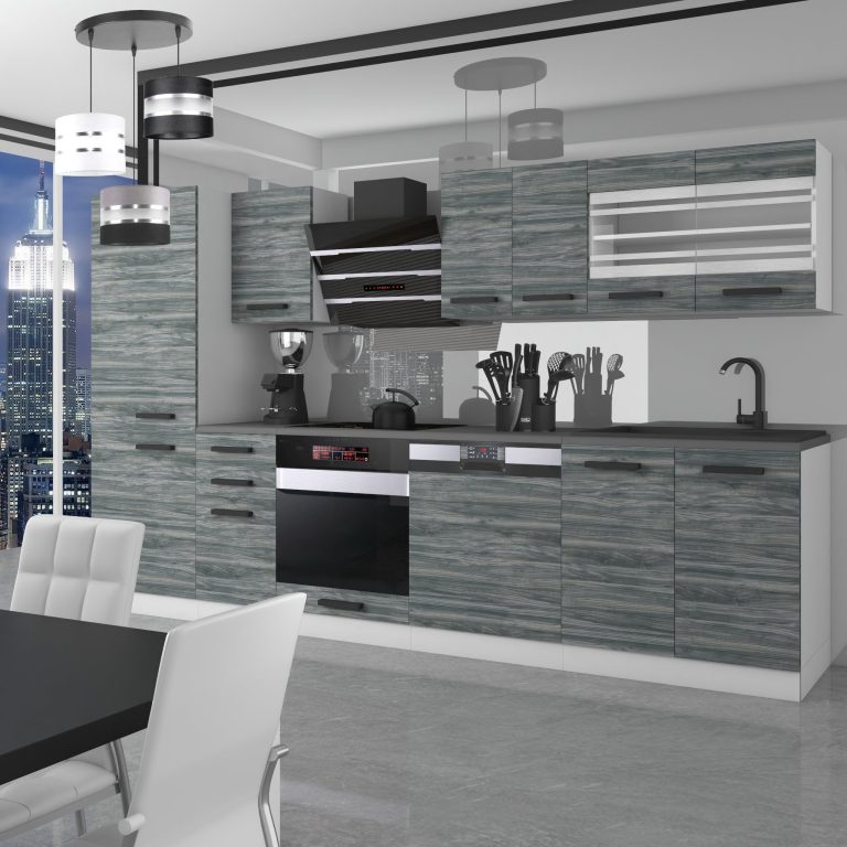 Meubles de cuisine Premium Version Complète 300 cm gris graphite anthracite sans plan de travail Fabricant TOR CINDY/0/WT/GW/0/B1
