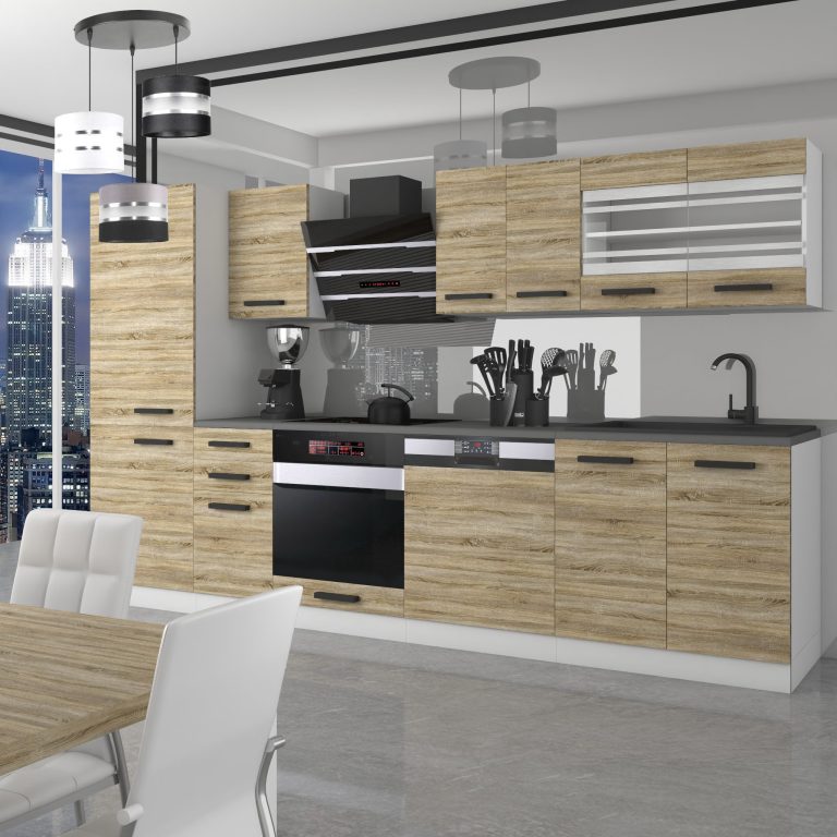 Meubles de cuisine Premium Version Complète 300 cm en chêne chêne wotan chêne sonoma avec plan de travail Fabricant TOR CINDY/0/WT/DS/B/B1
