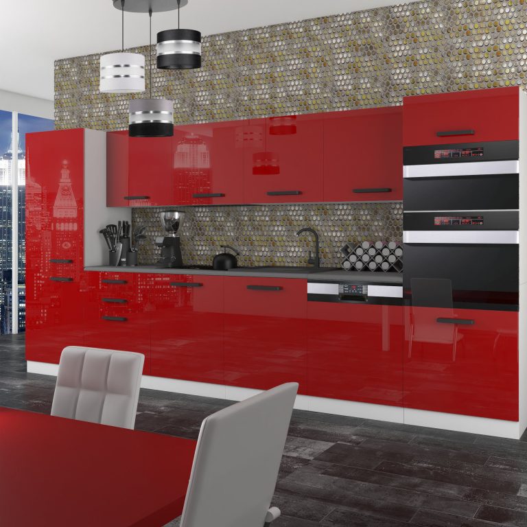 Meubles de cuisine Premium Version Complète 360 cm brillance rouge sans plan de travail Fabricant INF NAOMI/0/WT/R/0/B1
