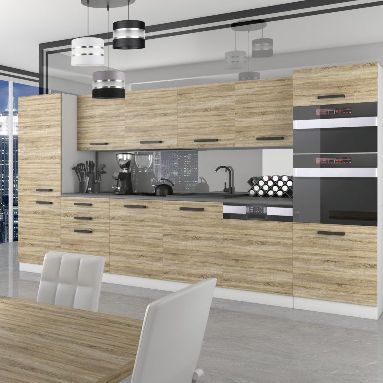 Meubles de cuisine Premium Version Complète 360 cm en chêne chêne wotan chêne sonoma avec plan de travail Fabricant TOR NAOMI/0/WT/DS/B/B1
