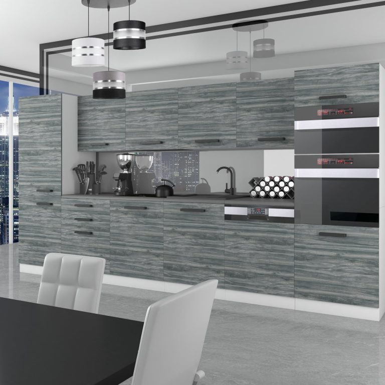 Meubles de cuisine Premium Version Complète 360 cm gris graphite anthracite avec plan de travail Fabricant TOR NAOMI/0/WT/GW/B/B1
