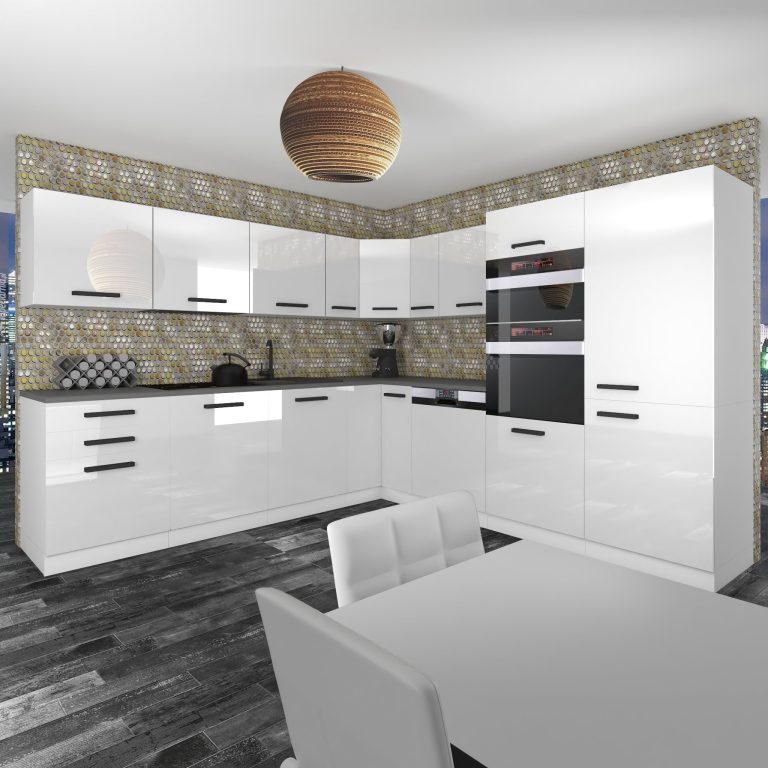 Meubles de cuisine Premium Version Complète 540 cm brillance blanc sans plan de travail Fabricant INF JANE/0/WT/W/0/B1
