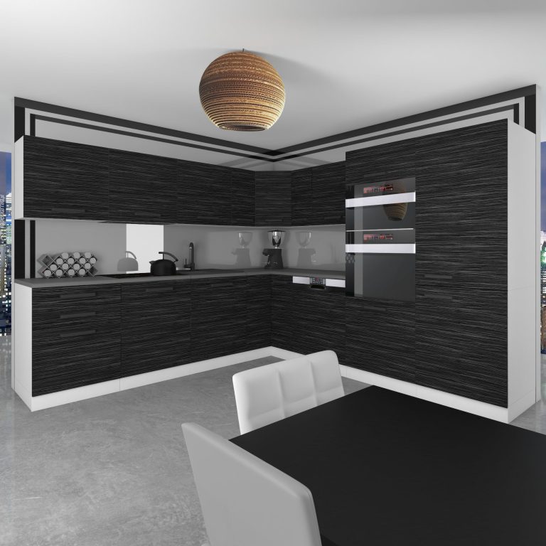 Meubles de cuisine Premium Version Complète 540 cm noir ébène sombre avec plan de travail Fabricant TOR JANE/0/WT/HK/B/B1
