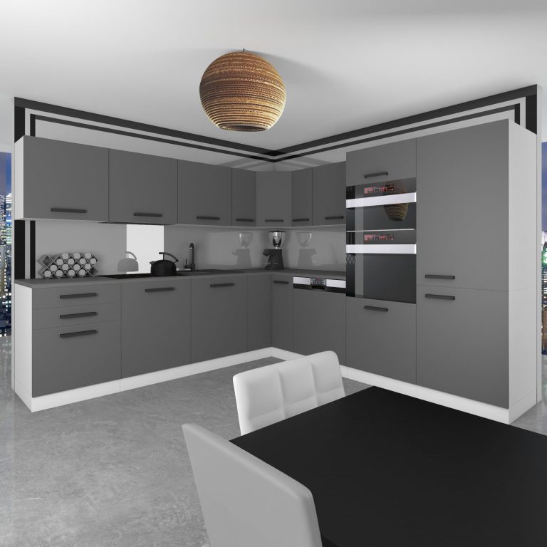 Meubles de cuisine Premium Version Complète 540 cm gris graphite anthracite avec plan de travail Fabricant TOR JANE/0/WT/SR/B/B1
