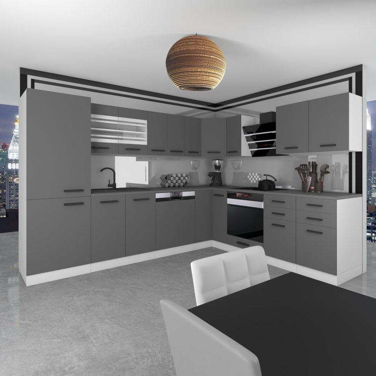 Meubles de cuisine Premium Version Complète 520 gris graphite anthracite sans plan de travail Fabricant TOR JULIE/0/WT/SR/0/B1