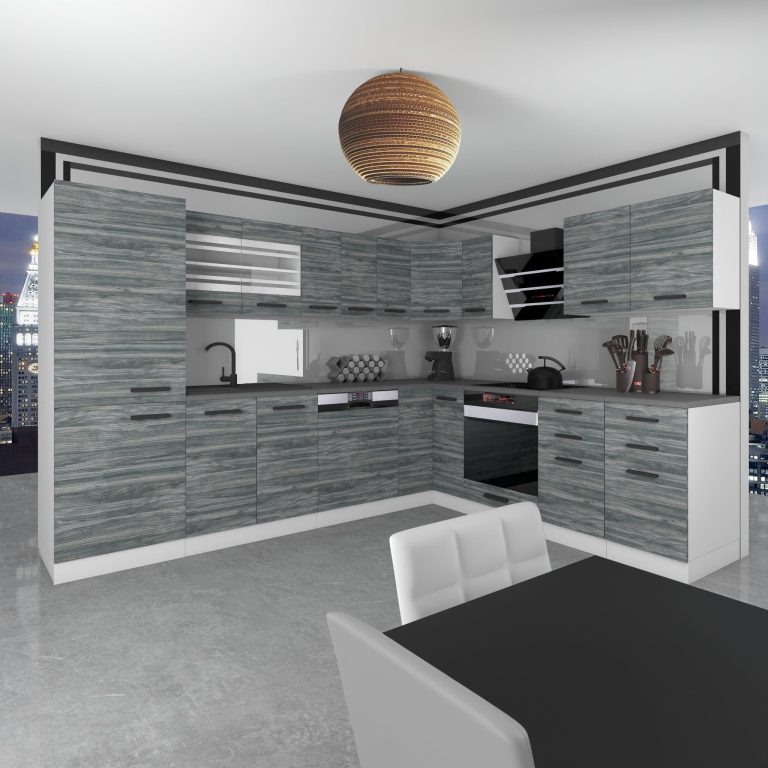 Meubles de cuisine Premium Version Complète 520 cm gris graphite anthracite avec plan de travail Fabricant TOR JULIE/0/WT/GW/B/B1
