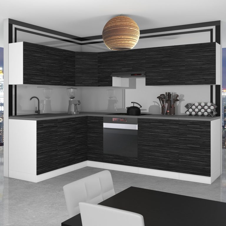 Meubles de cuisine Premium Version Complète 420 cm noir ébène sombre sans plan de travail Fabricant TOR JANET/0/WT/HK/0/B1
