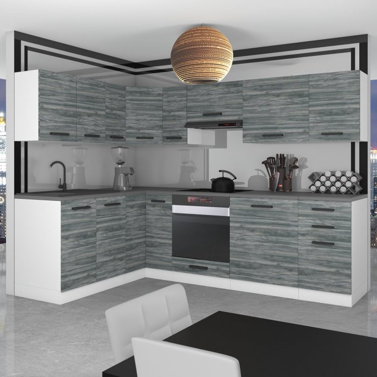 Meubles de cuisine Premium Version Complète 420 cm gris graphite anthracite avec plan de travail Fabricant TOR JANET/0/WT/GW/B/ B1
